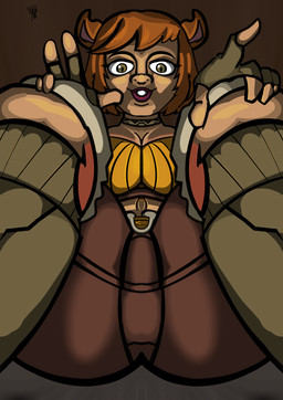 belt_buckle big_breasts bob_cut boots breasts buckle clothing crotch_shot crouching female footwear fur_clothing gesture hair hand_gesture happy lipstick looking_at_viewer makeup navel orange_hair shoes smile smiling_at_viewer solo thick_thighs v_sign amespinkinson marvel marvel_rivals doreen_green squirrel_girl_(marvel) human mammal rodent sciurid tree_squirrel absurd_res hi_res