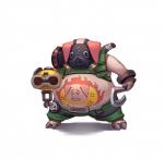 anthro bottomwear clothing cosplay gun holding_gun holding_object holding_ranged_weapon holding_weapon hook mask pants ranged_weapon simple_background solo standing weapon white_background bei_ju_luoxuan_wan blizzard_entertainment disney overwatch zootopia roadhog_(overwatch) domestic_pig mammal suid suina sus_(pig) 2017