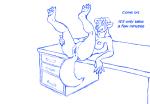 anthro anus bad_metadata blue_and_white breasts butt cheri_(lord_magicpants) desk dialogue english_text female furniture genitals hair lord_magicpants missing_sample monochrome nipples paws playful pussy sketch solo spread_legs spreading table text