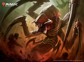 ambiguous_gender apode armor building claws clothing dutch_angle exoskeleton feral flying group headgear helmet horn legless military military_uniform open_mouth sharp_teeth size_difference soldier split_jaw teeth text uniform warrior bpsola hasbro magic:_the_gathering warhammer_(franchise) warhammer_40000 wizards_of_the_coast human mammal ravener_(tyranid) tyranid 2022 digital_media_(artwork) english_text hi_res official_art