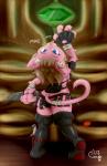 4_fingers anthro big_hands bikini biped blep blue_eyes boots brown_hair butt claws clothing dagger detailed_background eyelashes female fingerless_gloves fingers footwear fur gloves hair handwear holding_object holding_weapon inner_ear_fluff legwear looking_at_viewer melee_weapon pink_body pink_ears pink_fur pink_nose pink_tail pink_tongue shoes short_stack solo standing swimwear tail text thigh_boots thigh_highs tongue tongue_out tuft two-piece_swimsuit weapon wraps wrist_wraps poethewondercat domestic_cat felid feline felis mammal 2019 digital_media_(artwork) hi_res