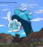 4_toes ambiguous_gender anthro clothing cloud dirty dirty_feet eyes_closed feet fur hoodie leggings legwear macro paws solo tail text toes tongue tongue_out topwear white_body white_fur lovelysnore microsoft minecraft mojang xbox_game_studios mysticat_(youtuber) felid feline mammal absurd_res english_text hi_res