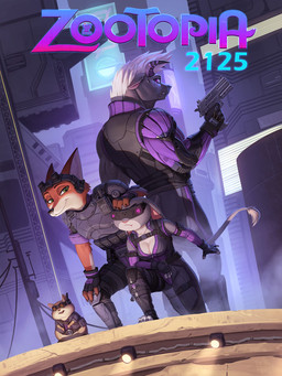 2_horns angry anthro armor belt belt_buckle biped black_armor black_nose breasts buckle buckteeth building city claws cleavage clothed clothing cybernetic_arm cybernetic_limb cybernetics cyberpunk cyberware ears_down electronics eyebrows eyewear female fox_ears fur goggles green_eyes grey_armor grey_body grey_fur group gun hair half-closed_eyes hand_on_head hand_on_knee hand_on_leg handgun headgear headphones headset holding_gun holding_object holding_ranged_weapon holding_weapon horn jacket kneeling lights long_tail looking_at_another looking_back looking_down machine male multicolored_armor multicolored_body multicolored_fur narrowed_eyes open_mouth orange_body orange_fur pink_nose pistol pivoted_ears pose poster purple_armor purple_eyes ranged_weapon smile smug standing tail tail_tuft tan_body tan_fur teeth title topwear tuft two_tone_body two_tone_fur visor walkie-talkie weapon white_body white_fur white_hair white_sclera hacatiko disney zootopia fan_character judy_hopps nick_wilde bovid bovine canid canine cattle cricetid cyborg european_rabbit fox hamster lagomorph leporid mammal oryctolagus rabbit red_fox rodent true_fox 2025 3:4 digital_drawing_(artwork) digital_media_(artwork) hi_res