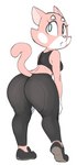 anthro big_butt big_eyes big_head biped black_bottomwear black_bra black_clothing black_footwear black_pants black_sneakers black_sports_bra black_underwear black_yoga_pants blue_eyes bottomwear bra breasts butt cheek_tuft clothed clothed_anthro clothed_female clothing countershade_hands countershading extended_arm eyebrows eyelashes facial_tuft female footwear fully_clothed fur fur_tuft head_turned iris leaning leaning_forward looking_at_viewer looking_back looking_back_at_viewer markings multicolored_body multicolored_fur no_pupils open_mouth pants pink_body pink_fur pink_inner_ear plantigrade pointy_ears prick_ears raised_heel shoes simple_background small_nose sneakers solo sports_bra spots spotted_body spotted_face spotted_fur standing tail thick_eyebrows thick_thighs three-quarter_view tuft two_tone_body two_tone_fur underwear white_background white_eyebrows white_nose white_spots yoga_pants dbaru super_planet_dolan shima_luan domestic_cat felid feline felis mammal 2023 colored_sketch digital_drawing_(artwork) digital_media_(artwork) full-length_portrait hi_res portrait sketch