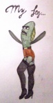 anthro biped clothed clothing crossdressing femboy footwear high_heels legwear male shoes solo stockings unknown_artist my_leg!_(meme) nickelodeon spongebob_squarepants fred_(spongebob) fish marine meme