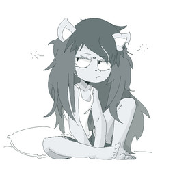 anthro barefoot bed bottomwear clothing feet female furniture on_bed shirt shorts sitting solo tank_top tired topwear neamo cartoon_hangover the_summoning claire_(the_summoning) felid feline mammal 1:1 dithering monochrome screentone