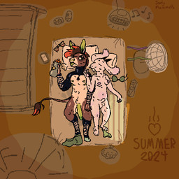 anthro balls biped bodily_fluids bra breasts clothing duo foreskin genitals glans gynomorph gynomorph/male gynomorph_anthro heat_(temperature) horn humanoid_genitalia humanoid_penis intersex intersex/male intersex_anthro lying male male_anthro mastectomy_scar mattress mattress_on_floor nipples nude on_back penis scar slightly_chubby summer sweat underwear unretracted_foreskin lilacfluffygoat eli_(muddzbuck) lilac_(lilacfluffygoat) boss_monster_(undertale) bovid caprine giraffid goat mammal okapi 1:1 aliasing binary_drawing digital_drawing_(artwork) digital_media_(artwork) trans_(lore) trans_man_(lore) trans_woman_(lore)