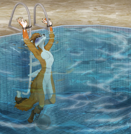 agony ankles_tied anthro asphyxiation bound cyanosis drowning execution featureless_crotch feet forced fur hair hands_tied imminent_death male nude partially_submerged peril pool rope snuff solo tail water weights mrs._stein canid canine fox mammal digital_media_(artwork) hi_res