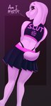 alternative_fashion anthro bottomwear clothed clothing crossdressing femboy goth lipstick makeup male skirt solo text thong underwear booponies conditional_dnp deltarune undertale undertale_(series) ralsei bovid caprine goat mammal absurd_res hi_res