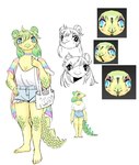 anthro barefoot bottomwear breasts cleavage clothed clothing denim denim_bottomwear denim_clothing denim_shorts feet female hair hair_bun humanoid_feet plantigrade shorts simple_background solo ko_op lucie_viatge goodbye_volcano_high stella_(gvh) stella_(gvh_beta) dinosaur ornithischian prehistoric_species reptile scalie stegosaurian stegosaurus thyreophoran absurd_res colored concept_art hi_res official_art sketch