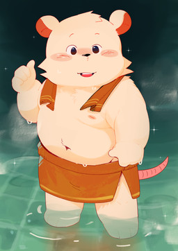 anthro belly biped male moobs navel nipples slightly_chubby solo standing tail towel towel_around_neck wet young tongmung24 mammal mouse murid murine rodent 2026 absurd_res hi_res