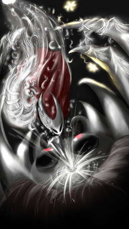 anthro clothing dress female fight fighting_pose melee_weapon motion_lines pose silk solo sword weapon paraponypaints hollow_knight_(franchise) team_cherry hornet_(hollow_knight) arthropod 4k 9:16 absurd_res hi_res