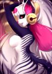 anthro breasts eyelashes female fur hair nipples nude smile solo standing striped_body striped_fur stripes white_hair adorableinall nitricacid mammal 2019 digital_media_(artwork) hi_res