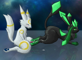 4_toes ambiguous/ambiguous ambiguous_gender animal_genitalia animal_penis bioluminescence black_body black_fur blush bodily_fluids canine_genitalia canine_penis cum cum_on_feet cum_on_ground digitigrade duo erection eyes_closed feet feral feral_on_feral foot_fetish foot_play footjob fur genital_fluids genitals glowing green_body green_eyes green_fur male male/ambiguous pawpads paws penile penis reflection sex space toes two-footed_footjob white_body white_fur trigaroo nintendo pokemon fan_character minty_(blizzyglaceon93) trig eeveelution generation_2_pokemon generation_4_pokemon glaceon pokemon_(species) umbreon digital_media_(artwork) shaded