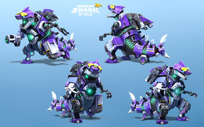 1_toe 2_fingers anthro arms_bent bent_legs black_body blue_background blue_sclera claws dorsal_fin empty_eyes fin fingers glowing glowing_eyes gradient_background grey_claws gun_arm head_fin light machine male male_anthro metallic_body multicolored_body open_mouth purple_body purple_fin purple_tail sharp_teeth simple_background solo standing tail tail_fin teeth text title toe_claws thomas_veyrat hungry_shark_(series) hungry_shark_world ubisoft mecha_sharkjira fish kaiju marine robot shark 16:10 2019 3d_(artwork) adobe_photoshop_(artwork) autodesk_3ds_max_(artwork) autodesk_maya_(artwork) colored digital_media_(artwork) english_description english_text hi_res lighting official_art shaded widescreen