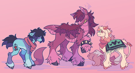 ambiguous_gender cloven_hooves eyewear feral feralized fluffy fur glasses group hair hooves horn kerchief neckerchief neckwear quadruped round_glasses scarf tail tail_motion tailwag text trio wearing_glasses cookiethecabbit deltarune hasbro my_little_pony undertale_(series) kris_dreemurr ralsei susie_(deltarune) bovid caprine dinosaur equid equine goat horse hybrid mammal prehistoric_species reptile scalie 2025 absurd_res digital_media_(artwork) english_text hi_res