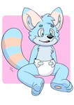 anthro clean_diaper clothed clothing diaper fur male simple_background smile solo tail wearing_diaper kaitobfur kaito ailurid mammal red_panda hi_res