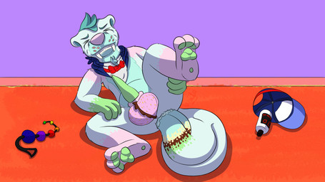 anal anal_beads anal_penetration anthro balls big_balls clothing double_penetration erection eyes_closed fangs genitals hat headgear headwear lube lube_bottle male penetration raised_leg sex_toy solo tail tail_fetish tail_in_ass tail_insertion tail_play teeth demichi_rayker donkio_strawberrymint mammal mustelid otter 16:9 hi_res widescreen