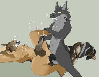 anal anal_penetration animal_genitalia animal_penis anthro anthro_on_anthro anthro_penetrated anthro_penetrating anthro_penetrating_anthro balls bodily_fluids butt cum cum_on_face duo entwined_tails equine_genitalia equine_penis erection fur genital_fluids genitals hair handjob handjob_while_penetrating male male/male male_penetrated male_penetrating male_penetrating_male nude penetration penile penile_penetration penis penis_in_ass sex simple_background smile tail tail_coil text tongue conditional_dnp mej fallout microsoft krit vegas canid canine canis coyote hybrid mammal night_stalker_(fallout) pit_viper reptile scalie snake viper absurd_res digital_media_(artwork) hi_res