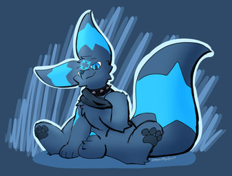 balls blue_body blue_fur bodily_fluids collar erection feral fluffy fluffy_balls fluffy_tail fur genital_fluids genitals looking_at_viewer male penis smile smug smug_face solo spiked_collar spikes tail tail_tuft tuft stealthyspirit nintendo pokemon nuke_(stealthyspirit) eeveelution generation_2_pokemon pokemon_(species) umbreon digital_media_(artwork)