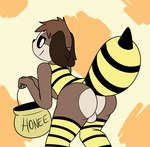 anthro balls bee_costume butt clothed clothing genitals male partially_clothed solo wide_hips mr_rottson animal_crossing nintendo digby_(animal_crossing) canid canine canis domestic_dog mammal