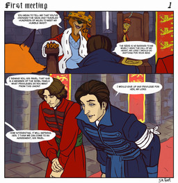 anthro bandage bandaged_arm banner black_tipped_ears bowing cape castle chair clothing crown crown_jewels dialogue ears_flat ears_up eyes_closed female feral furniture gem gold_crown group hat hat_feather headgear headwear inside insignia loose_feather male narrowed_eyes nobleman noblewoman respectful ring robe royalty sitting standing stone_floor stone_wall text throne throne_room wall_(structure) sir_paulus disney robin_hood_(disney) lisabeth_(lord_paulus) pavel_(sir_paulus) prince_john sir_hiss canid canine felid fox human lion mammal pantherine reptile scalie snake comic english_text hi_res