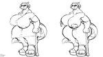 anthro big_breasts big_hipped breasts clothed clothing dress eyewear female footwear glasses mature_anthro mature_female nipple_outline nipple_piercing nipple_ring nipples nude piercing ring_piercing solo bigshow star_wars zaun mammal tauntaun hi_res model_sheet monochrome mother_(lore) parent_(lore)