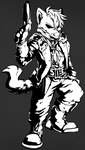 anthro belt boots bottomwear clothed clothing coat footwear gun handgun highwayman knife male mask pants pistol ranged_weapon shirt shoes solo topwear weapon starwolfskin zgf_art darkest_dungeon zgf_gaming highwayman_(darkest_dungeon) tsinil_keyah gulonine mammal marten mustelid musteline pine_marten duster_(disambiguation) 9:16 hi_res line_art monochrome