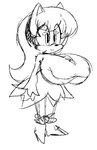 accessory anthro big_breasts black_nose breasts clothed clothing dress eyelashes female footwear glistening glistening_eyes hair headband huge_breasts long_hair nipple_outline pose pupils shoes simple_background solo standing three-quarter_view white_background trashybag sega sonic_the_hedgehog_(series) fan_character eulipotyphlan hedgehog mammal black_and_white full-length_portrait line_art monochrome portrait sketch