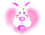 :3 anthro blush chest_tuft clover_(plant) eyelashes female fur heart_symbol japanese long_ears plant purple_eyes seductive shamrock short_fur solo tuft white_body white_fur suvaru happy_happy_clover sayuri_tatsuyama clover_(happy_happy_clover) lagomorph leporid mammal rabbit