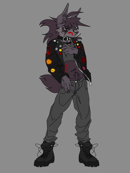 anthro black_body black_fur black_hair black_nose boots bottomwear claws clothing collar crop_top facial_markings footwear fur grey_background grey_body grey_fur hair head_markings humanoid_hands jacket lgbt_pride looking_at_viewer male markings pants pride_colors rainbow_flag rainbow_heart rainbow_pride_flag rainbow_symbol red_eyes red_markings shirt shoelaces shoes simple_background solo topwear triangle_nose rhapsody_tenrai rhapsody_tenrai_(character) canid canine canis mammal wolf 2025 absurd_res aliasing binary_drawing digital_drawing_(artwork) digital_media_(artwork) flat_colors hi_res signature maleherm_(lore) nonbinary_(lore) trans_(lore)