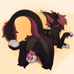 anthro black_body butt feet fur horn male pawpads paws solo tail toes neo_arts mythology moart_(bratecdragon) dragon mythological_creature mythological_scalie scalie 1:1 absurd_res hi_res