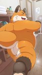 anthro blush butt detailed_background eyes_closed inside kemono male overweight overweight_male solo tetillust tamacolle iyo_(tamacolle) canid canine fox mammal 2024 9:16 absurd_res hi_res