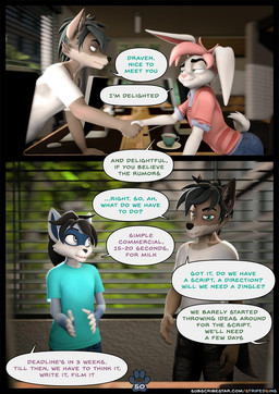 alternative_fashion anthro bedroom_eyes beverage black_hair bottomwear brown_body brown_fur clothed clothed_anthro clothed_male clothing coffee container cup denim denim_bottomwear denim_clothing dialogue digitigrade duo emo emo_haircut flirting flirting_look fully_clothed fully_clothed_anthro fully_clothed_male fur green_eyes hair hoodie humor jeans joke male male_anthro narrowed_eyes pants pink_hair seductive shirt surprised t-shirt teal_eyes text topwear white_body white_fur willitfit striped_sins dray_(striped_sins) oliver_(striped_sins) ryder_(striped_sins) canid canine canis lagomorph leporid mammal rabbit wolf 3d_(artwork) comic digital_media_(artwork) english_text hi_res url