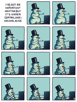 carrot clothing computer container cup electronics food hat headgear headwear humor melting not_furry plant smile snow snowman text top_hat vegetable zero_pictured lundsfryd inanimate_object english_text sequence