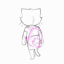 ambiguous_gender anthro backpack biped bottomwear clothing hair shirt short_hair skirt solo tail topwear walking whiskers itsdanfango jalei_(itsdanfango) domestic_cat felid feline felis mammal 1:1 2024 2d_animation animated black_and_white monochrome sketch unfinished