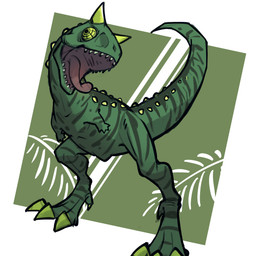 2_horns 3_toes ambiguous_gender biped bipedal_feral claws contiguous_snout digitigrade feet feral green_background green_body green_scales green_sclera horn long_neck open_mouth pubic_boot scales sharp_teeth simple_background small_arms small_hands solo spikes spikes_(anatomy) standing striped_body striped_scales stripes tail tailbutt tapering_tail teeth thick_tail toes tongue tongue_out wide_crotch buresu21 jurassic_park universal_studios abelisaurid carnotaurus dinosaur prehistoric_species reptile saurischian scalie theropod 1:1 absurd_res full-length_portrait hi_res portrait