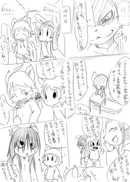anthro clothed clothing dialogue evil_face evil_grin featureless_chest female flat_chested group horn loli navel panties panties_only school sketchy smile text topless underwear underwear_only young young_anthro doneru tini_(doneru) canid demon lagomorph mammal black_and_white comic japanese_text monochrome right_to_left sketch translated
