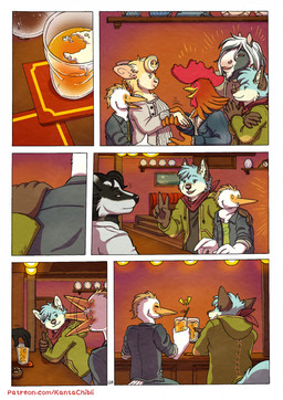 anthro bar beverage black_body black_fur black_nose blue_body blue_fur breasts clothing coaster coat feathers female fur gesture grey_body grey_fur group hair hand_gesture handshake interspecies jacket kerchief male male/female multicolored_body multicolored_fur neckerchief neckwear nodding red_body red_feathers shirt smile sweater tan_body tan_fur text thumbs_up toasting topwear two_tone_body two_tone_fur white_body white_feathers white_fur white_hair kantachibli adrian_(kantachibli) benedict_(kantachibli) blue_(kantachibli) clover_(kantachibli) phillip_(kantachibli) avian badger bird bovid bovine canid canine cattle chicken equid equine fox galliform heron horse mammal mustelid musteline pelecaniform phasianid comic hi_res url