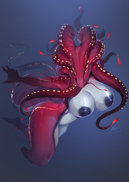 anthro areola biped breasts butt claws countershade_torso countershading feet female fingers front_view looking_at_viewer nipples nude nude_anthro nude_female simple_background solo tail tentacles toes allatir jewish_mythology mythology aquatic_dragon dragon leviathan marine mythological_creature mythological_marine mythological_scalie scalie hi_res