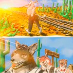 anthro butt group male male/male pickaxe kowloon7050 echo_(series) echo_project i_put_the_new_forgis_on_the_jeep the_smoke_room murdoch_byrnes ralph_walker samuel_ayers william_adler canid canine canis cougar coyote felid feline fox humanoid mammal mustelid clifford 1:1 hi_res meme