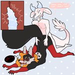 anal anal_penetration anthro anthro_on_anthro bell bell_collar black_body black_fur blue_background blue_penis blush collar dialogue duo from_behind_position fur genitals horn internal male male/male male_on_anthro male_penetrated male_penetrating male_penetrating_anthro male_penetrating_male penetration penis pink_body pink_fur red_body red_fur sex simple_background speech_bubble spiked_penis spikes spikes_(anatomy) text white_background hamham_gd hamham_(hamham_gd) bovid canid canine caprine fox goat hybrid mammal 1:1 english_text hi_res