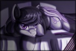 bed black_hair cutie_mark feathers female feral furniture hair insomnia light lying purple_eyes solo string inuhoshi-to-darkpen friendship_is_magic hasbro my_little_pony octavia_(mlp) earth_pony equid equine horse mammal pony 2012