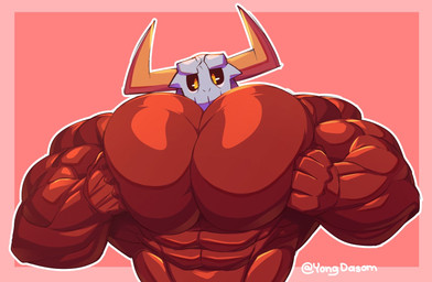 abs biceps big_muscles big_pecs bone horn huge_muscles male muscular muscular_humanoid muscular_male pec_squish pecs red_body red_skin skull skull_head solo yellow_eyes yongdasom piesac demon demon_humanoid humanoid hi_res