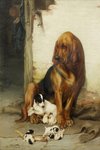 ambiguous_gender bedding belt blanket bone chain clothing feral group jacket playing realistic size_difference topwear young young_feral william_henry_hamilton_trood canid canine canis domestic_dog mammal 1886 19th_century absurd_res ancient_art hi_res painting_(artwork) traditional_media_(artwork)