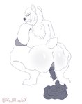 anthro anus big_breasts big_butt breasts butt crouching feces feces_on_ground feces_pile female hair long_hair looking_back nude overweight overweight_female pooping pooping_on_floor puffy_anus solo redblissex bear mammal hi_res monochrome sketch