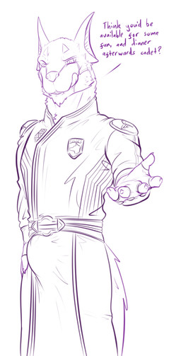 animal_genitalia anthro big_bulge bodily_fluids bulge clothed clothing drooling genitals grin hand_on_hip holding_out_hand huge_bulge licking licking_lips looking_at_viewer male presenting revealing_outfit saliva sheath sheath_bulge simple_background skimpy smile smirk solo suggestive talking_to_viewer teasing teasing_viewer text tongue tongue_out underwear uniform white_background conditional_dnp samagthrav2 power_rangers super_sentai tokusou_sentai_dekaranger doggie_kruger anubian absurd_res english_text hi_res monochrome