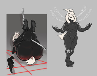 anthro bodily_fluids bodysuit clothing female fur gun handgun horn laser latex male melee_weapon pistol plantigrade ranged_weapon rope short_tail silencer skinsuit skull_suit solo stealth_suit sweat sword tail thick_thighs tight_clothing weapon submarine_screw gantz konami metal_gear undertale undertale_(series) asriel_dreemurr_(god_form) toriel boss_monster_(undertale) bovid caprine mammal 2020 digital_media_(artwork) hi_res multiple_images
