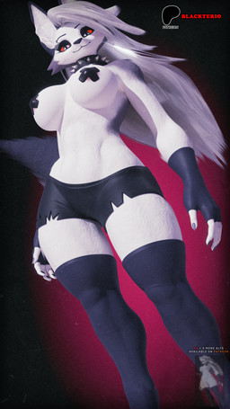 anthro black_bottomwear black_clothing black_shorts bottomwear breasts clothed clothing ears_up female female_anthro fingerless_gloves gloves hair handwear looking_at_viewer pasties shorts solo topless white_body white_hair blackterio dogzeela_(modeler) blender_cycles hellaverse helluva_boss loona_(helluva_boss) 3d_(artwork) 9:16 alternate_version_at_paywall alternate_version_at_source blender_(artwork) digital_media_(artwork) hi_res