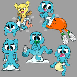 anthro anus baby_powder balls blush bodily_fluids bulge butt clothing diaper diaper_puff duo eye_roll eyelashes eyes_closed female flaccid genital_fluids genitals grinding half-closed_eyes kneeling looking_back lying male male/female male/male narrowed_eyes object_in_mouth on_back on_front open_diaper open_mouth pacifier pacifier_in_mouth penis sitting sniffing sound_effects spreading sweat tongue tongue_out unclean_diaper urine used_diaper wet_diaper wetting wings young young_anthro tenerius cartoon_network the_amazing_world_of_gumball darwin_watterson gumball_watterson penny_fitzgerald aquatic domestic_cat fairy felid feline felis fish mammal 1:1 2015 hi_res multiple_images brother_(lore) brothers_(lore) pseudo_incest_(lore) sibling_(lore)